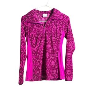 Columbia Women's Fuchsia Patterned Fleece Qtr Zip pullover